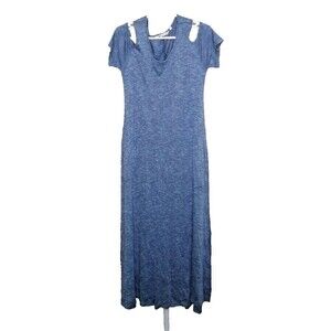 Soft Surroundings Electra Maxi Dress Cold Shoulder Size Medium Heathered Blue